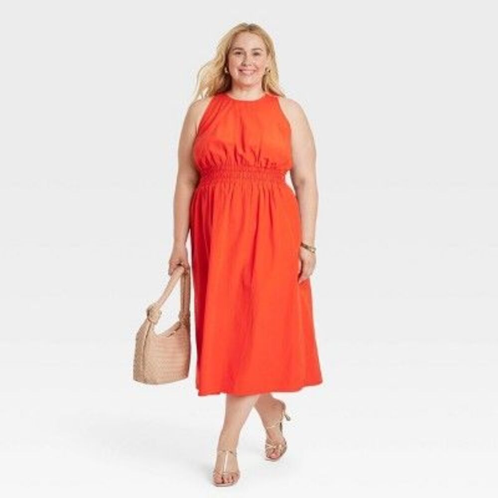 A New Day - Women's Poplin Cross Back Midi Dress - A New Day R Red - Picture 2 of 2